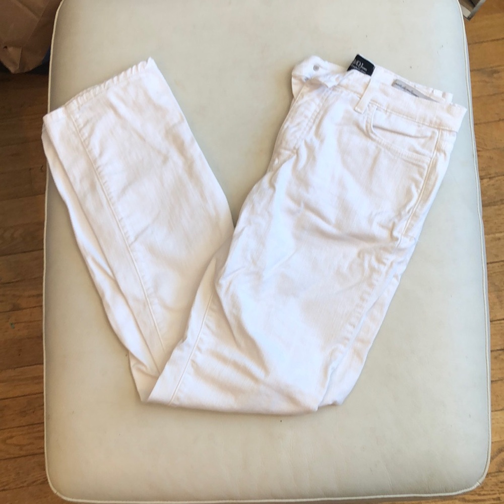 NYDJ white denim straight leg jeans